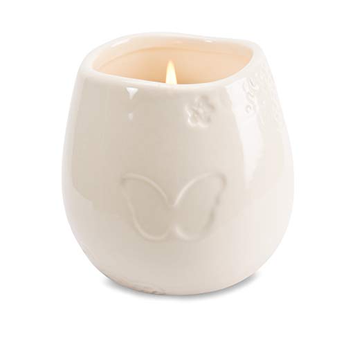 Pavilion Gift Company 19176 In Memory Light Remains Ceramic Soy Wax Candle , White 8 oz