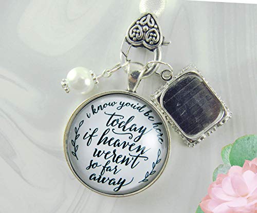 Wedding Bouquet Memorial Charm You'd Be Here Heaven Silvertone White Photo Jewelry…