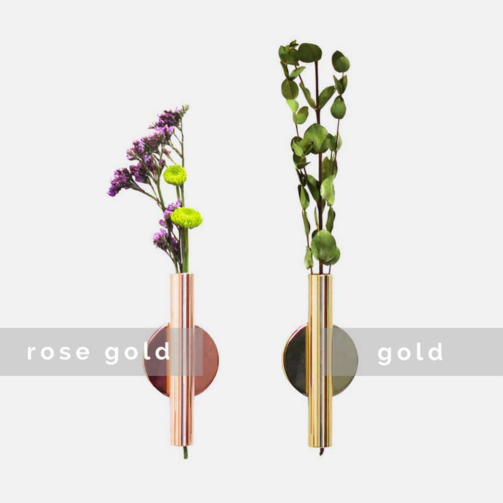 Wall-Mounted Flower Tube for Flower Display, Gold