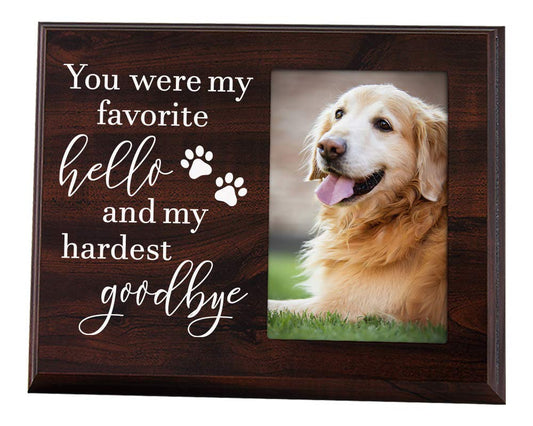 Elegant Signs Dog Memorial Gifts - Remembrance Picture Frame You were My Favorite Hello and My Hardest Goodbye - Sympathy for Loss of Dog