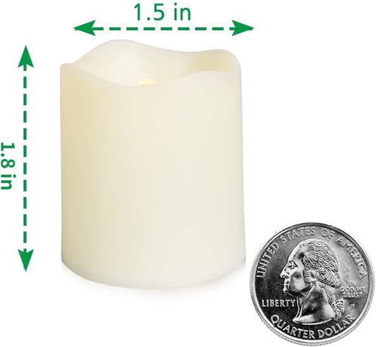SHYMERY Flameless Votive Candles,Lasts 2X Longer,Battery Operated LED Tea Lights with Warm White Flickering Light,Small Electric Fake Tea Candle Realistic for Wedding,Table,Outdoor,Pack of 12