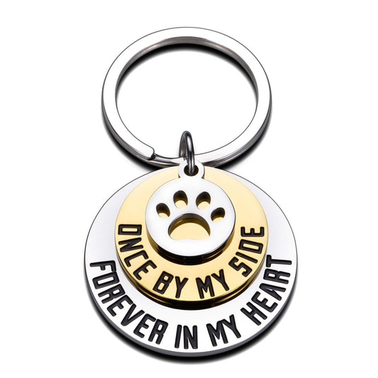 Dog Cat Pet Memorial Gifts Keychain for Pet Lover Remembrance Jewelry Gifts for Loss of Pet Sympathy Condolences Gifts Dog Remembrance Gifts Men Women Pet Owner Once by My Side Pet Keepsake Key Ring