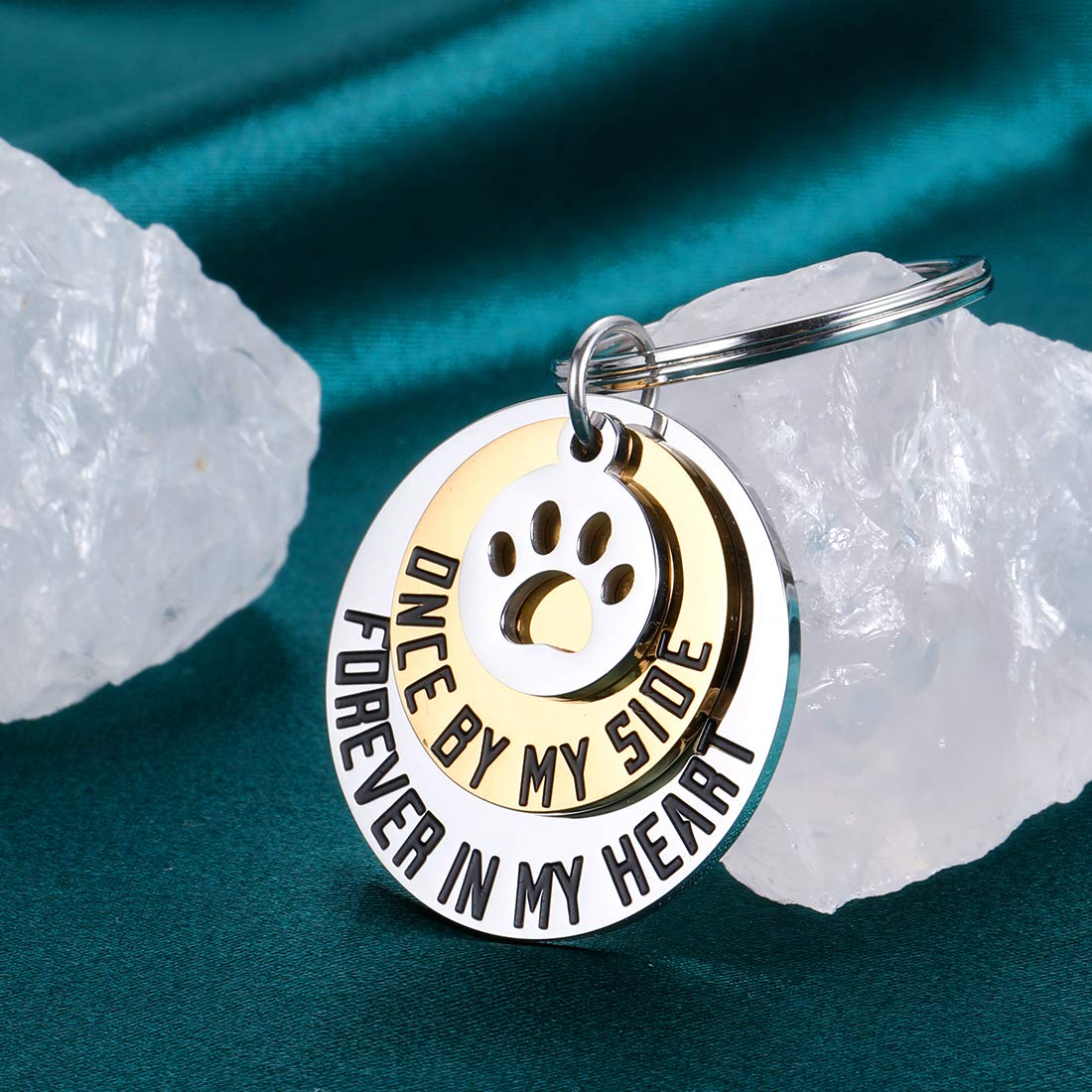Dog Cat Pet Memorial Gifts Keychain for Pet Lover Remembrance Jewelry Gifts for Loss of Pet Sympathy Condolences Gifts Dog Remembrance Gifts Men Women Pet Owner Once by My Side Pet Keepsake Key Ring