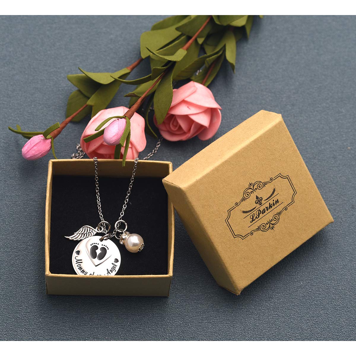LParkin Mommy of an Angel Necklace Infant Child Loss Memorial Pregnancy Loss Miscarriage Stillborn (Necklace)