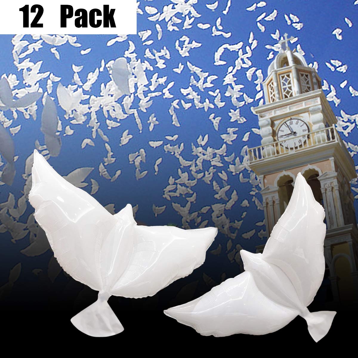 Dove Memorial Balloons for Release - Biodegradable Funeral Remembrance Angel Balloons to Release in Sky Memorial Decorations for Celebration of Life Death RIP Rest in Peace Loss of Loved One Happy Heavenly Birthday Party Favors - White 12 Pack