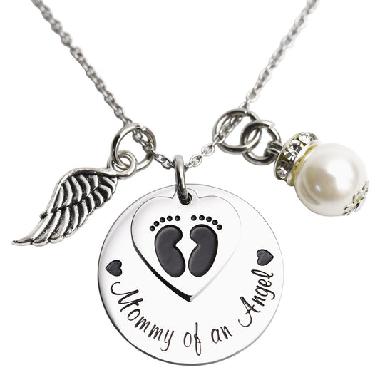 LParkin Mommy of an Angel Necklace Infant Child Loss Memorial Pregnancy Loss Miscarriage Stillborn (Necklace)