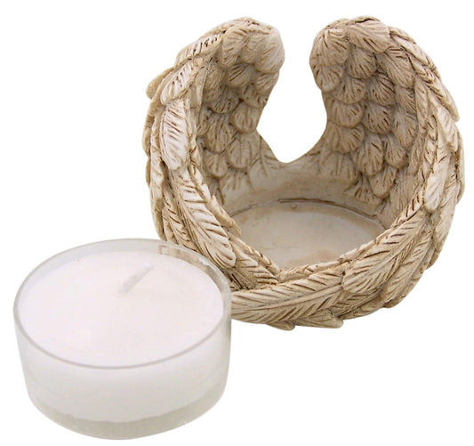 Needzo Guardian Angel Wings Design Tea Light Candle Holder, 2 1/2 Inch, Pack of 2