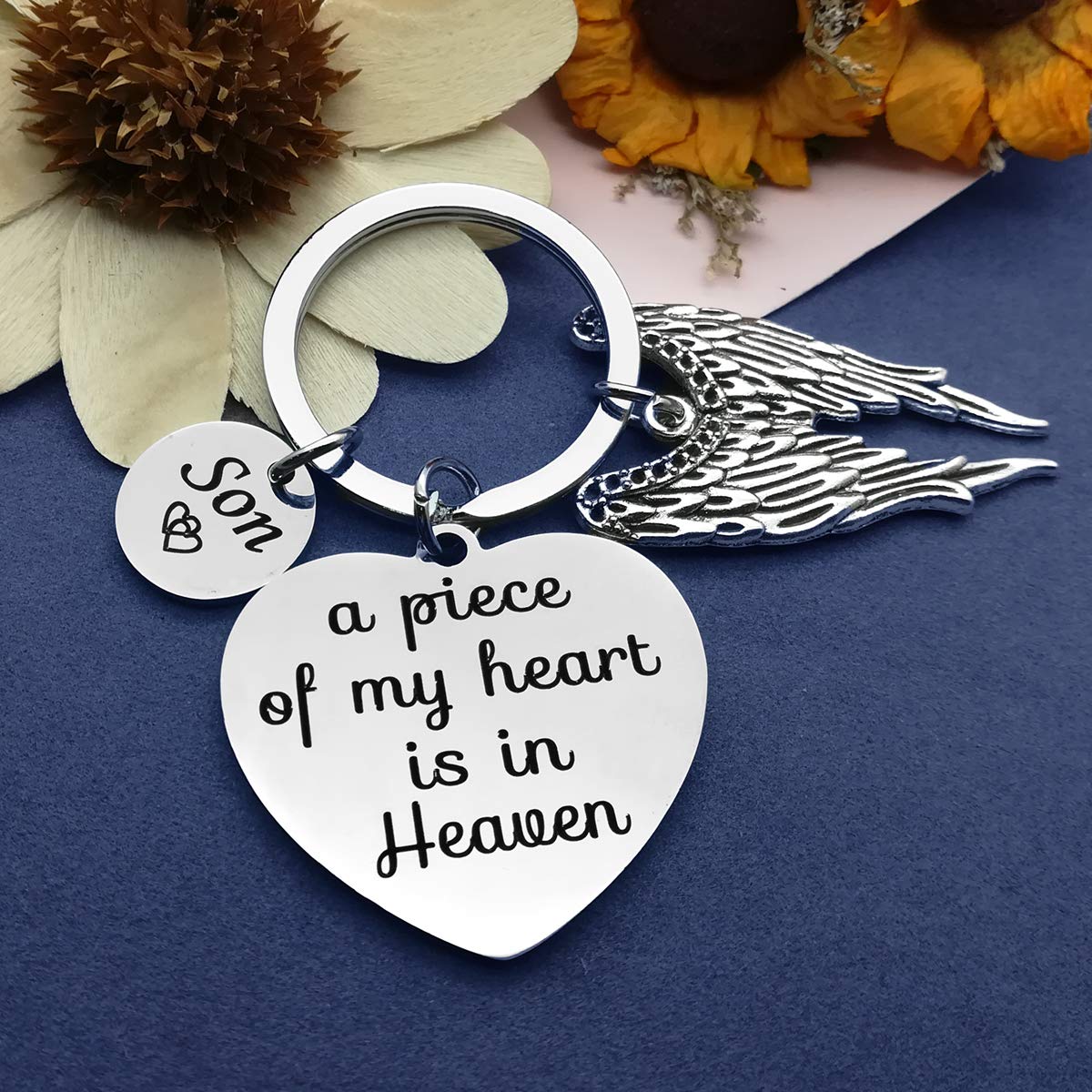 Loss Memorial Keychain A Piece of My Heart Is in Heaven Son Memorial Jewelry Memorial Gift Miscarriage Remembrance Gift Loss of Loved One Keychain Sympathy Gift for Infant Loss