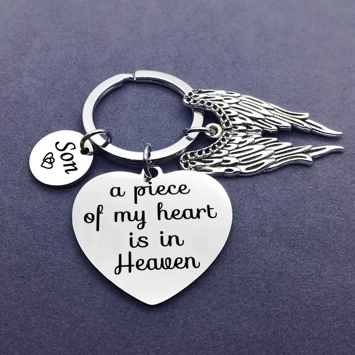 Loss Memorial Keychain A Piece of My Heart Is in Heaven Son Memorial Jewelry Memorial Gift Miscarriage Remembrance Gift Loss of Loved One Keychain Sympathy Gift for Infant Loss