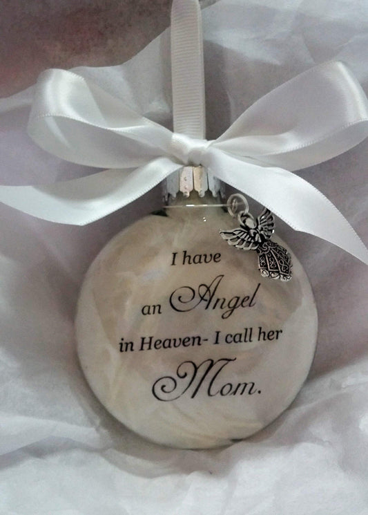Memorial Christmas Ornament Sympathy Gift Angel in Heaven I Call Her Mom