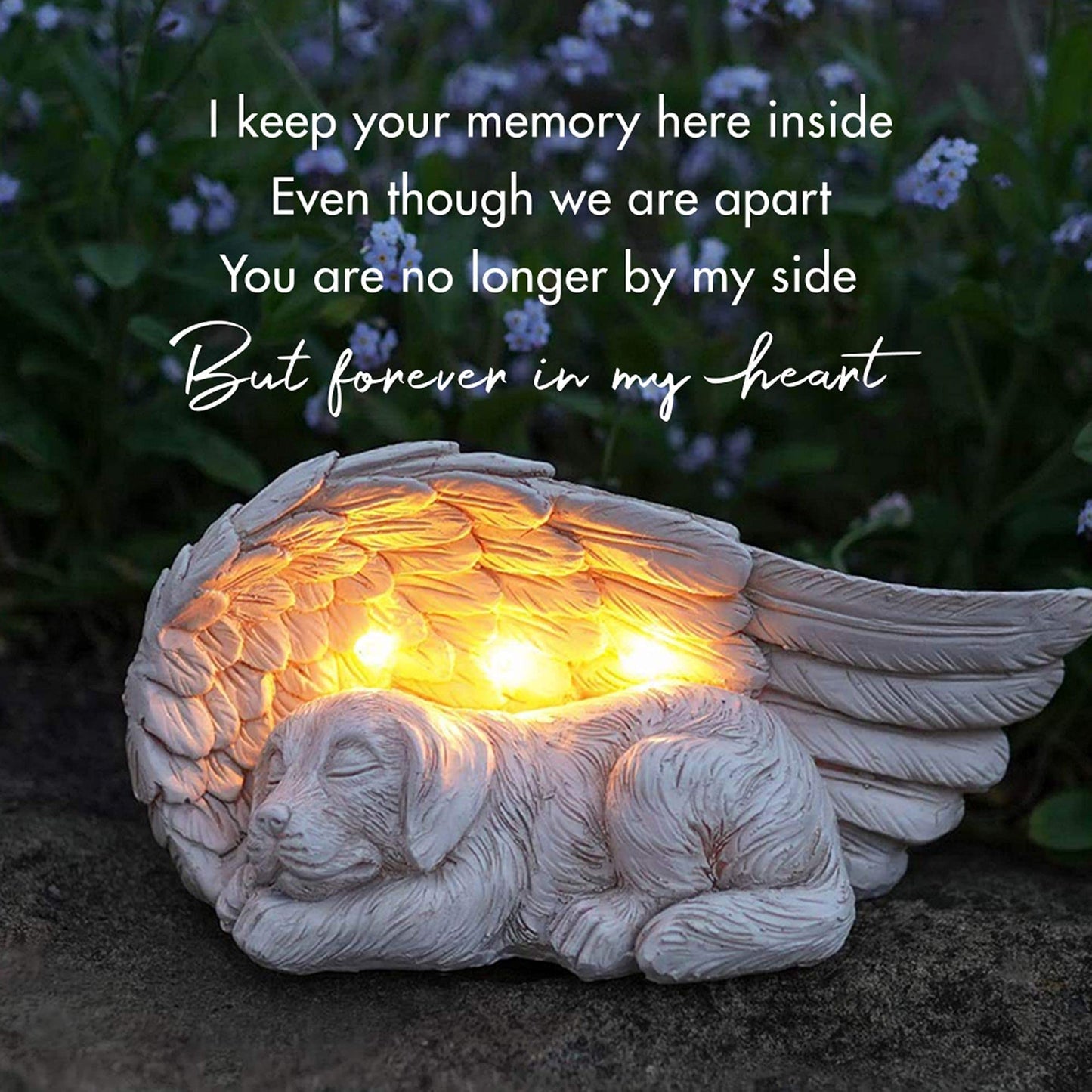 iHeartDogs Dog Memorial Gifts - Forever My Guardian Angel Garden Solar Light - Pet Memorial Stone
