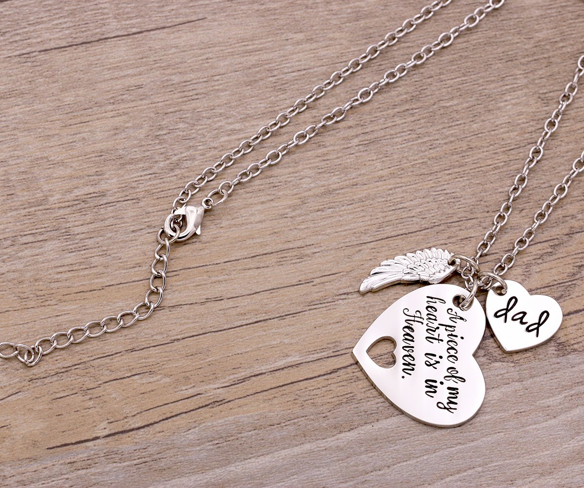 Dad Memorial Necklace A Piece of My Heart Is in Heaven Loss of Father Gift(Heaven-Dad)