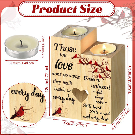 Memorial Gift Sympathy Candles for Loss of Loved One Red Cardinal Sympathy Gift Bereavement Gift Memorial Wooden Candle Holder and 10 Pcs Candles Memory of Loved One Gifts (Those We Love)