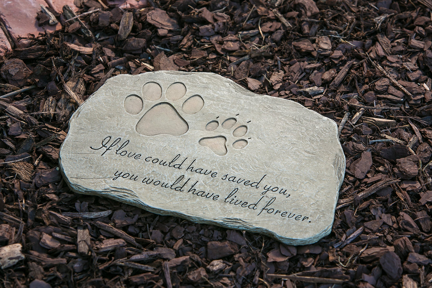 Evergreen Garden Pet Paw Print Devotion Painted Polystone Stepping Stone - 12”W x 0.5”D x 7.5”H