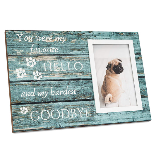 DOG MEMORIAL GIFTS - You Were My Favorite Hello And My Hardest Goodbye Pet Memorial Picture Frame With 4x6 Photo In An 8"x12" Plaque - Sympathy For Loss Of Dog - Dog Remembrance Gift - Pet Loss Gifts