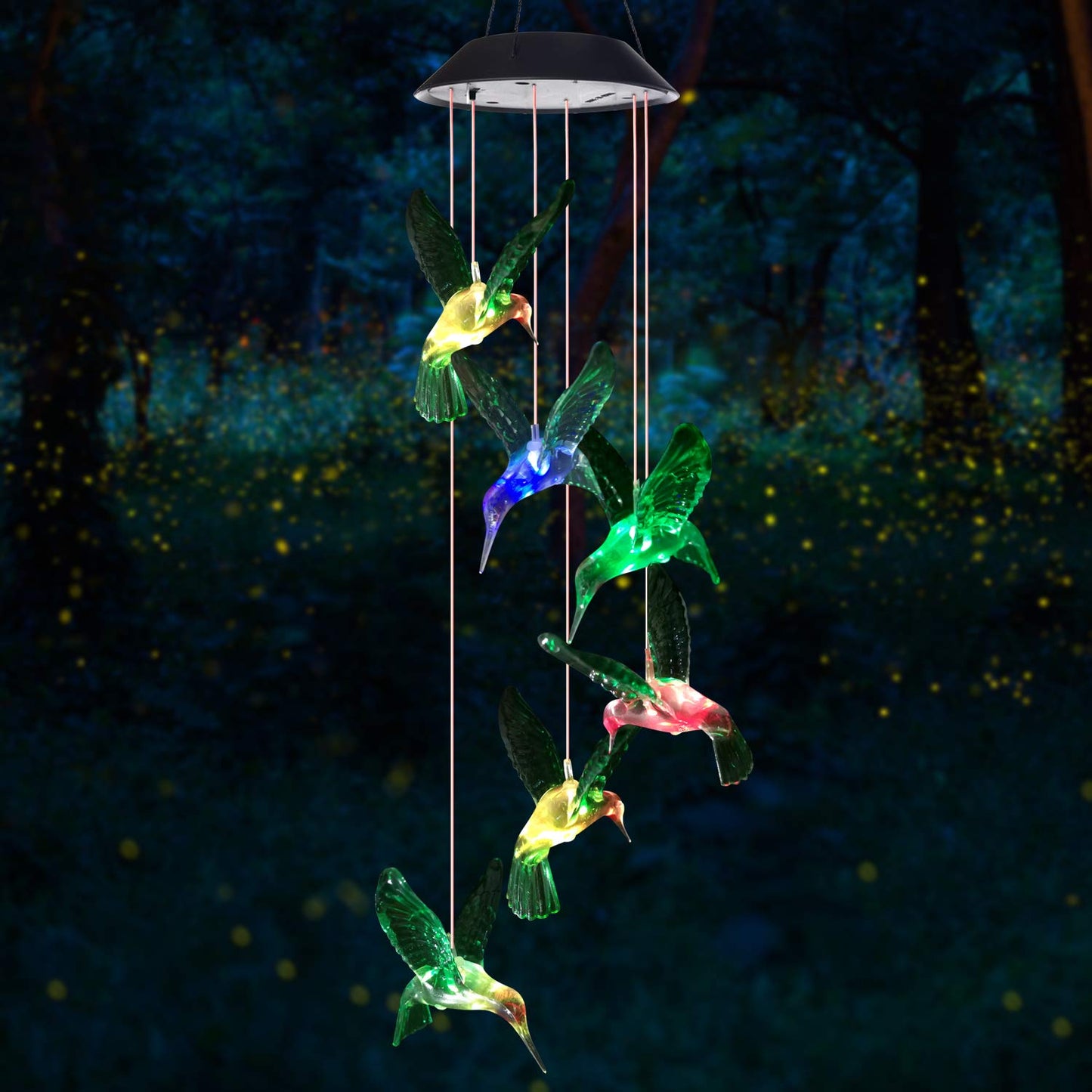 Solar Hummingbird Wind Chime Outdoor Indoor, Color Changing Led Solar Power  Wind Chime Light, Colorful Decorative Mobile Hanging Wind Chime